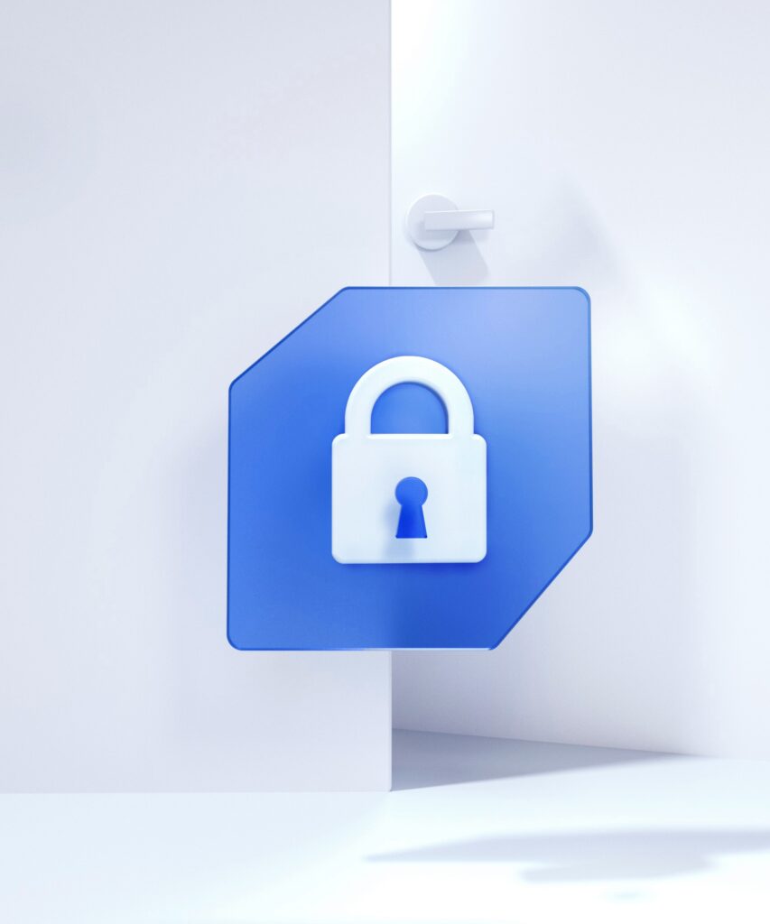 blue and white padlock icon