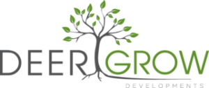 grey and green deer grow logo