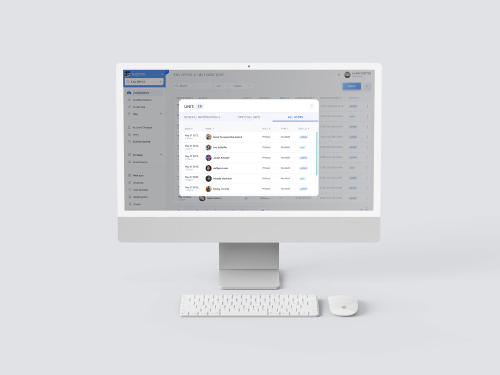 white computer showcasing mvi building super admin access monitoring users
