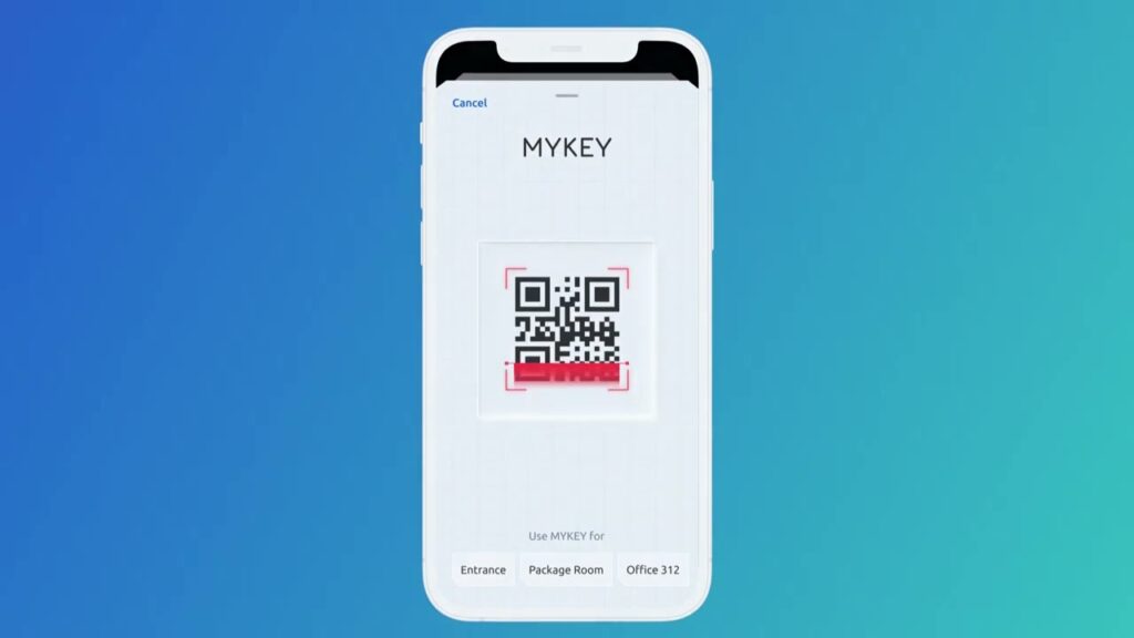 phone featuring mykey scannable qr code